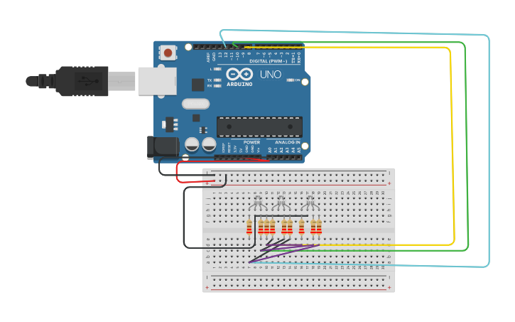 Circuit design LED RGB | Tinkercad