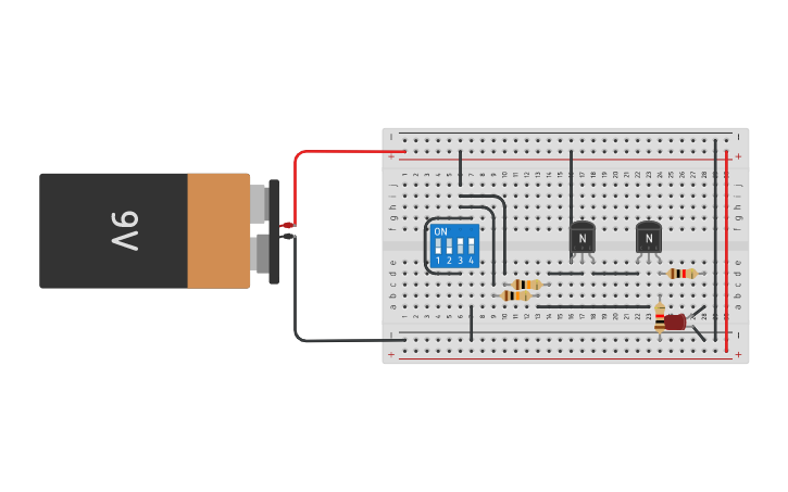 Circuit design NAND Transistor Circuit - Tinkercad