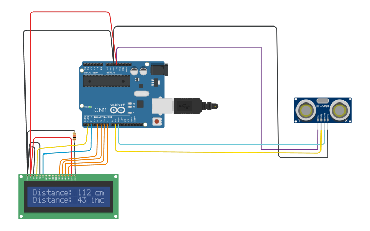 Circuit design DistanceMeasurement using Ultrasonic Sensor and Arduino ...
