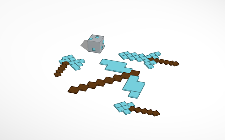 3D design Minecraft diamond tools set by Noah - Tinkercad