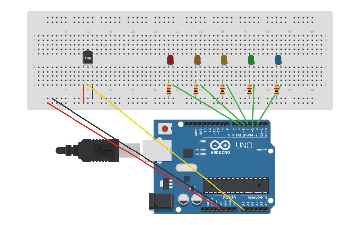 Circuit design Temperature Sensor - Tinkercad