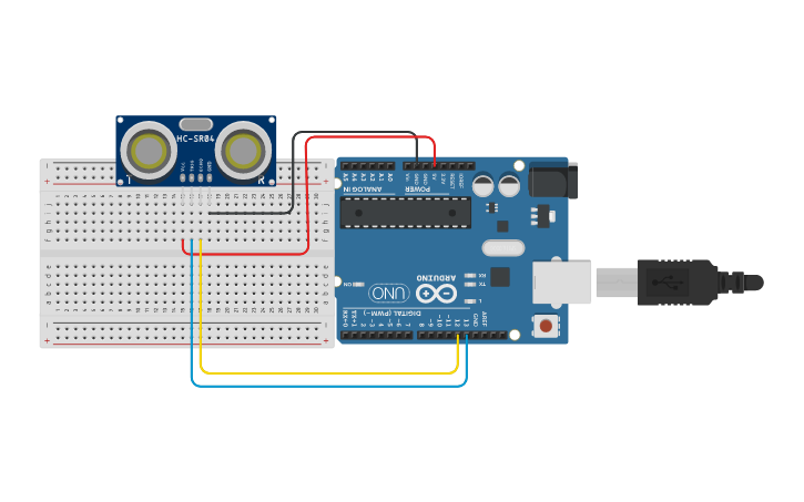 Circuit design Sensor Ultrassônico (HC-SR04) - Tinkercad