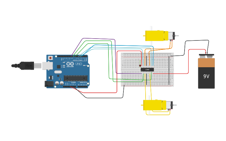 Circuit design l293d-dc-motor-Arduino - Tinkercad