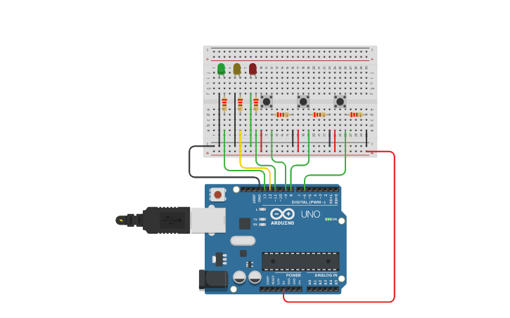 Circuit design En secuencia - Tinkercad