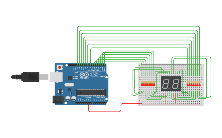 Circuit design 7 segment - Tinkercad