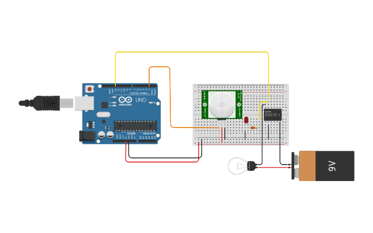 Circuit design Arduino com Sensor PIR - Tinkercad