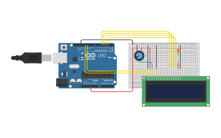 Circuit design LCD 16x2 - Tinkercad