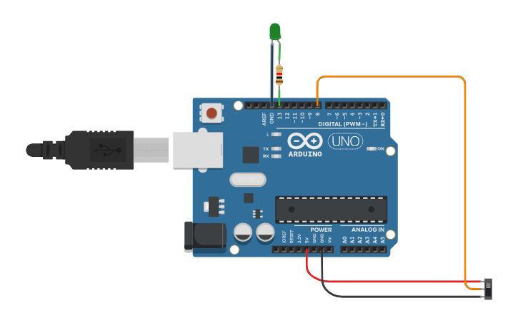 Circuit design ON-OFF Led control - Tinkercad