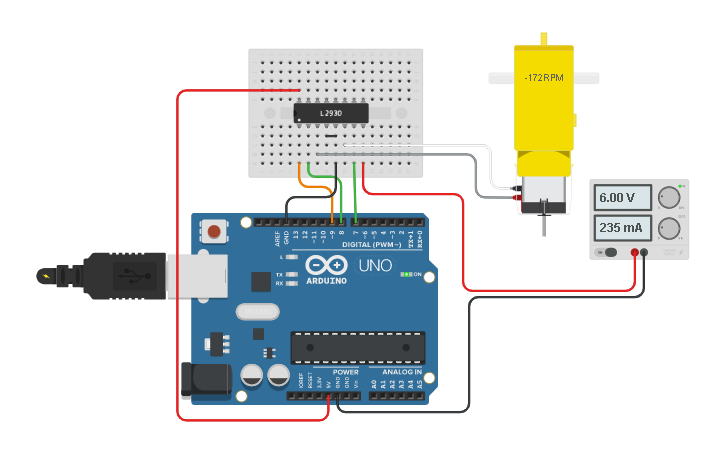 Circuit design MOTOR - Tinkercad