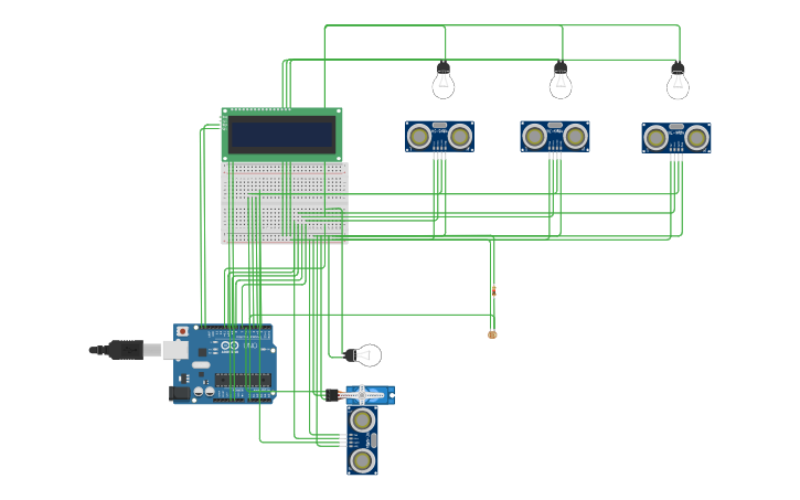Circuit design Smart Parking System - Tinkercad