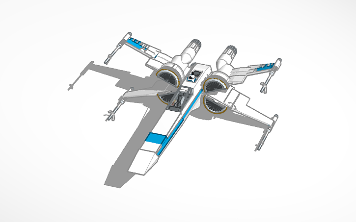 T 70 X Wing Fighter Blue Fighter Tinkercad