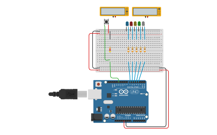 Circuit design E2 - Basic Input and Output | Tinkercad