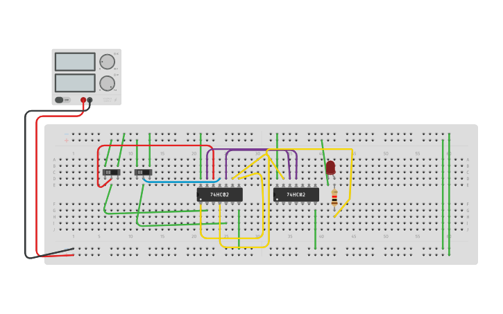 Circuit design X-OR USING NOR | Tinkercad