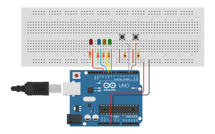 Circuit design INTERRUPCIONES ARDUINO TEST - Tinkercad