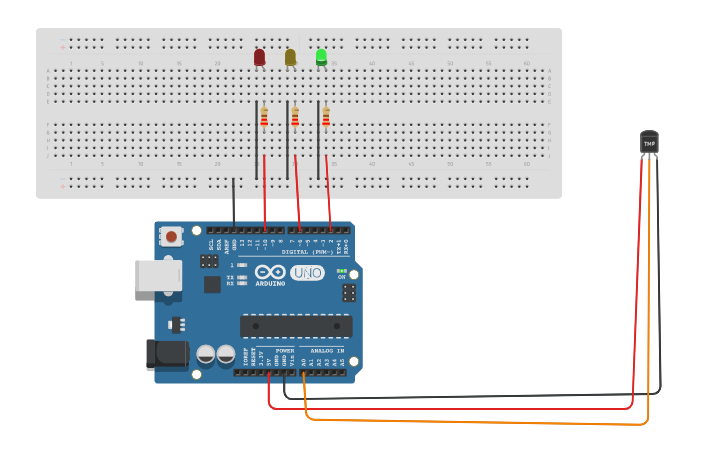 Circuit design Copy of Arduino - Traffic Light | Tinkercad