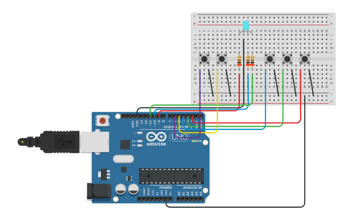 Circuit design LED RGB | Tinkercad