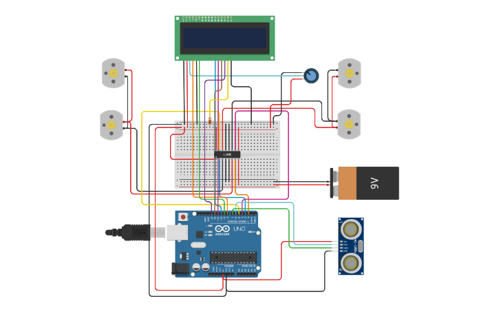 Circuit design Obstacle Avoiding Robot using Arduino - Tinkercad