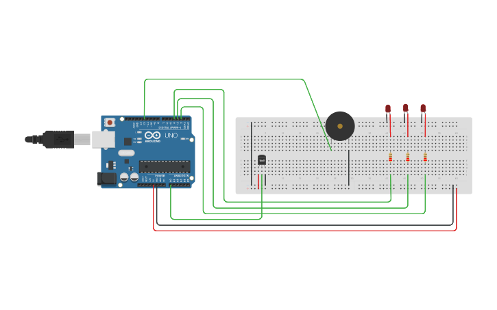 Circuit design Simple Fire Alarm System - Tinkercad