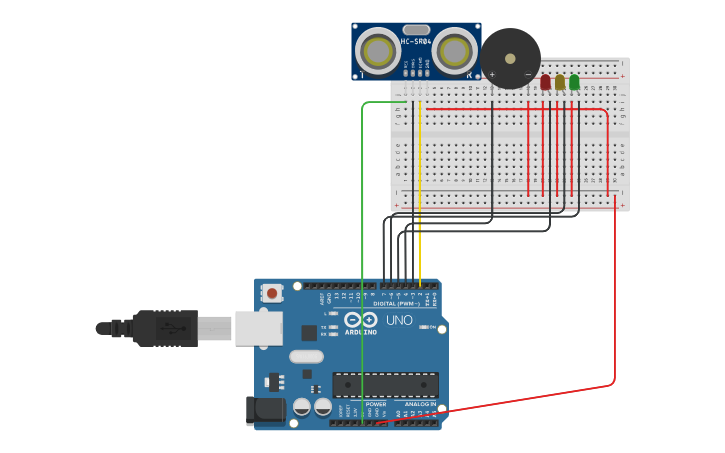 Circuit design water level sensor - Tinkercad