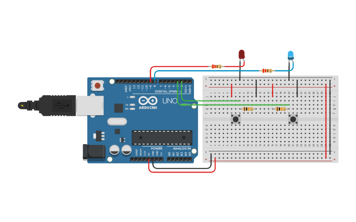 Circuit design PULL-UP / PULL-DOWN | Tinkercad