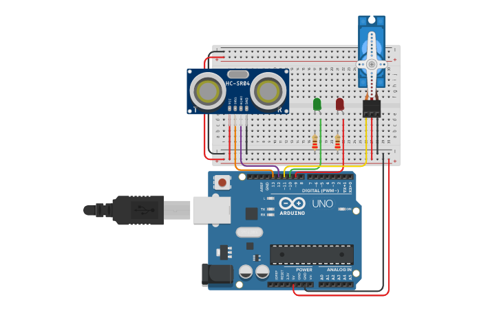 Circuit design Puerta automatizada | Tinkercad