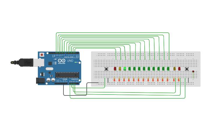 Circuit design Ping Pong de leds - Tinkercad