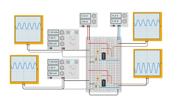 Circuit design No inversor e inversor - Tinkercad