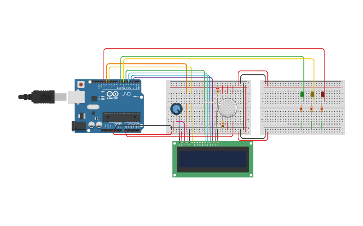 Circuit design Gas Detector - Tinkercad