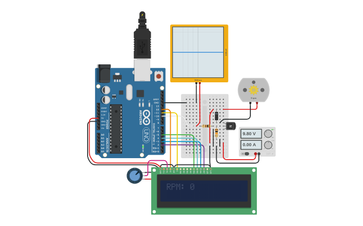 Circuit design DC Motor RPM Control | Tinkercad