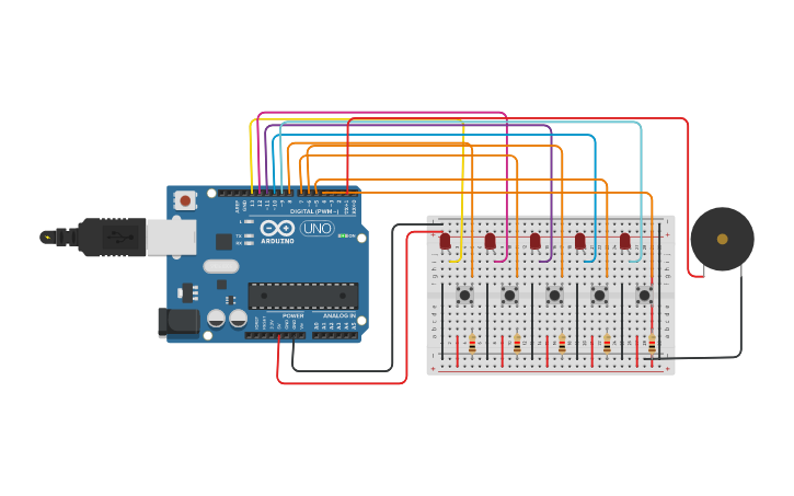 Circuit design FASTEST FINGER FIRST - Tinkercad
