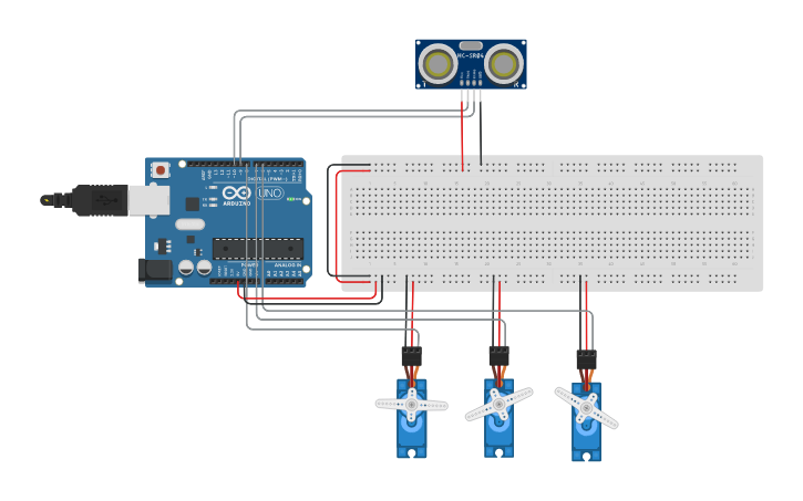 Circuit design Arduino servo - Tinkercad