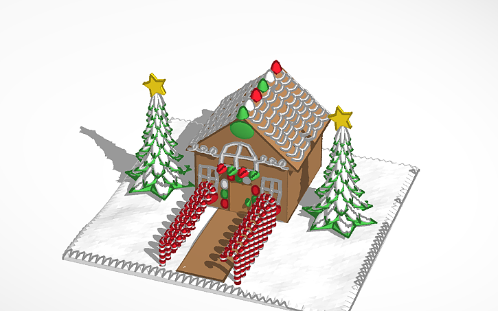 Revit Gingerbread House Rendering Tutorial 3D design Gingerbread House - Tinkercad