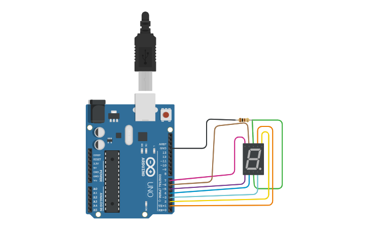 Circuit design 7-Segment Display with Arduino (Romero Einstein) - Tinkercad