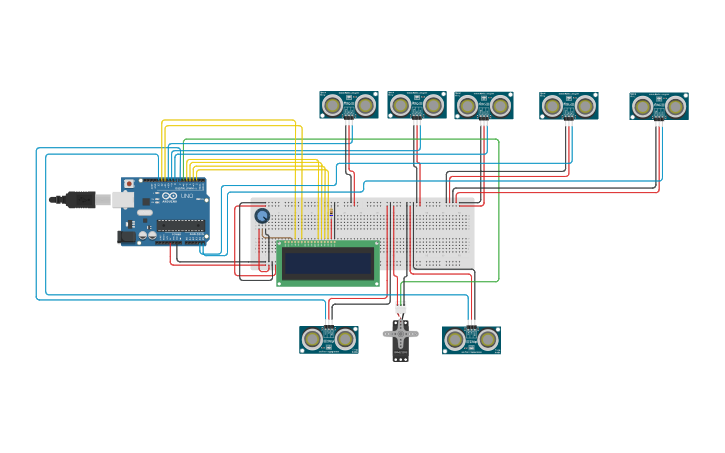 Circuit design Copy of CAR PARKING SYSTEM USING ARDUINO - Tinkercad