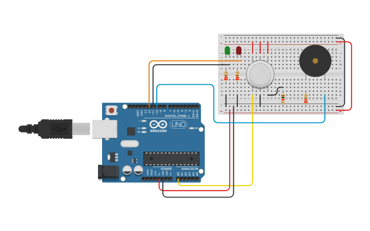 Circuit design GAS SENSOR | Tinkercad