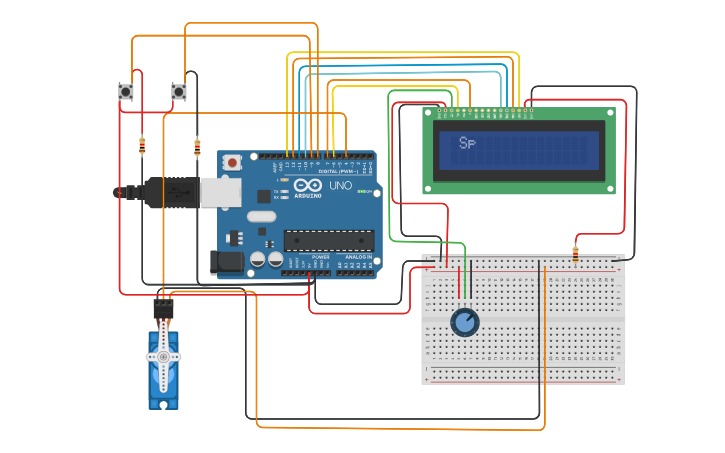 Circuit design Smart Parking System | Tinkercad