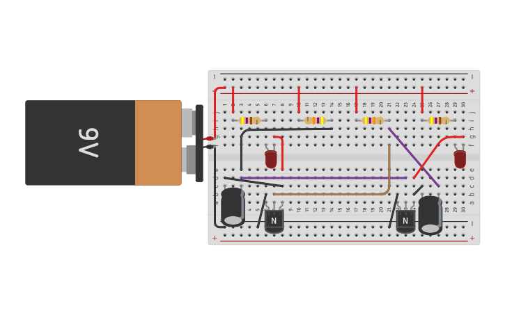 Circuit design Flashing LED Two Transistor Circuit - Tinkercad