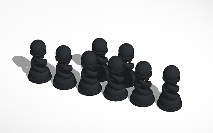 3d Design Spiral Chess Set Pawns Tinkercad
