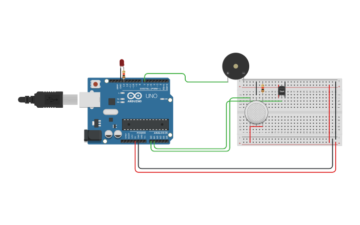 Circuit design Home Fire Alarm | Tinkercad