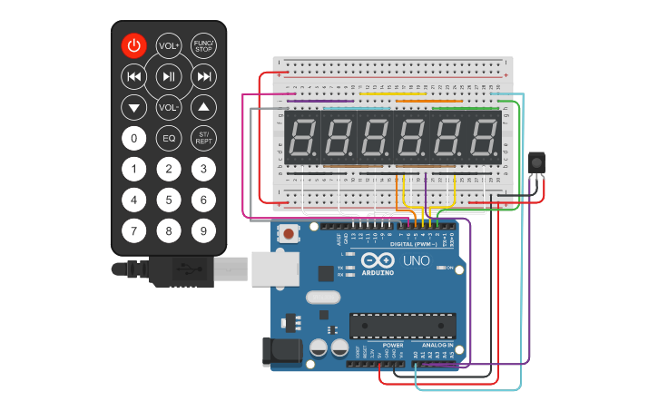 Circuit design 6 led clock | Tinkercad