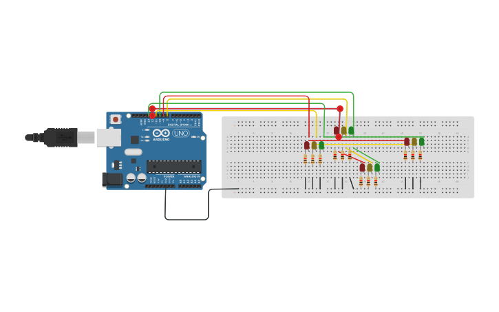 Circuit design Avaliaçao Arduino Semaforos - Tinkercad