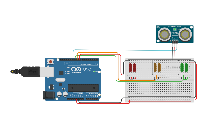 Circuit design Ultrasonic - Tinkercad