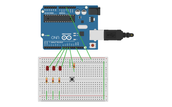 Circuit design 按鈕控制 - Tinkercad