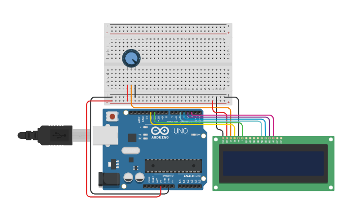 Circuit design A. LIQUID CRYSTAL HELLO WORLD! | Tinkercad