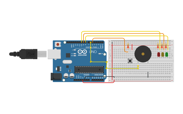 Circuit design Arduino Traffic Light Project - Tinkercad