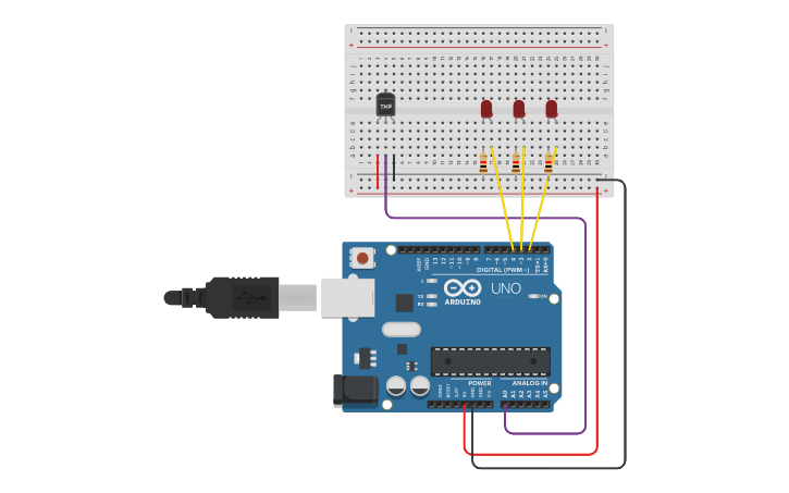 Circuit design sensor suhu arduino - Tinkercad