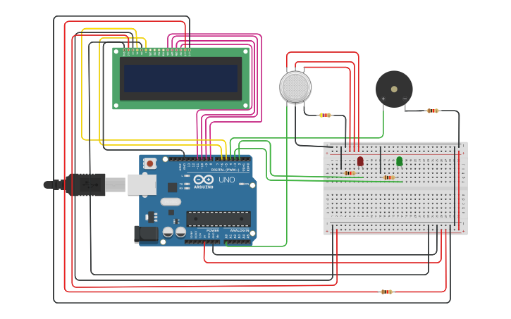 Circuit design Gas Detector Using Arduino - Tinkercad
