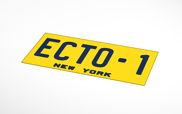 3D design Ecto-1 Ghostbusters license plate - Tinkercad