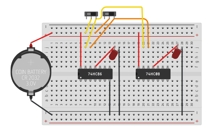 Half Adder Circuit Tinkercad