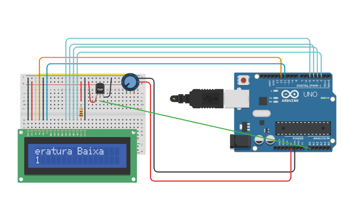 Circuit design SENSOR TEMPERATURA estufa Display LCD | Tinkercad